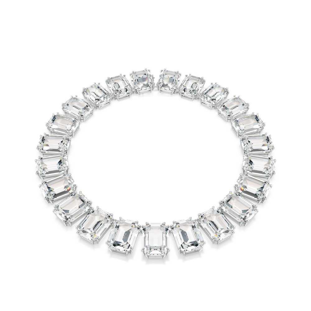 Swarovski - Collana Tennis Millenia - Cristalli Bianchi - Placcato Rodio