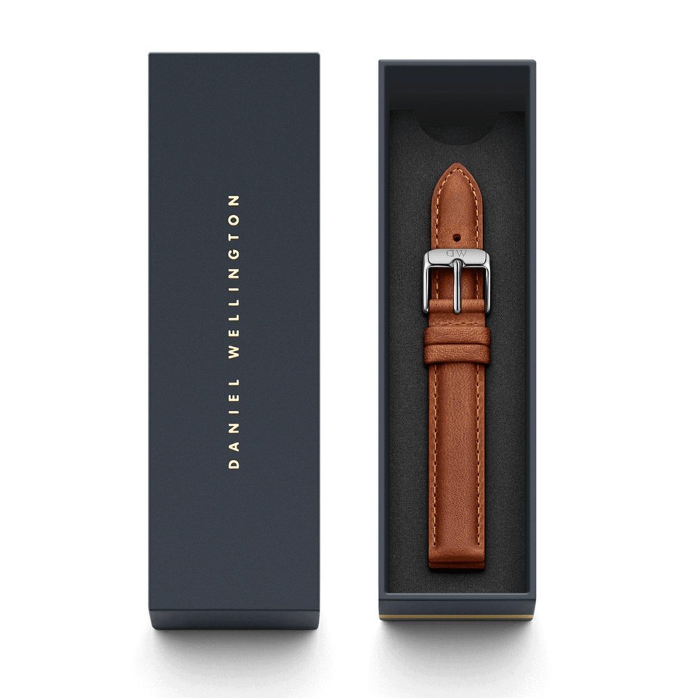 Daniel Wellington - Cinturino Durham Argento - Pelle - Marrone Chiaro