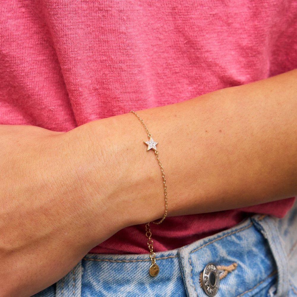 Rue Des Mille - Bracciale Catena Stella - Argento 925 - Zirconi