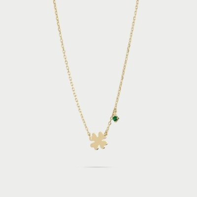 Rue Des Mille - Girocollo Quadrifoglio - Argento 925 - Zircone Verde