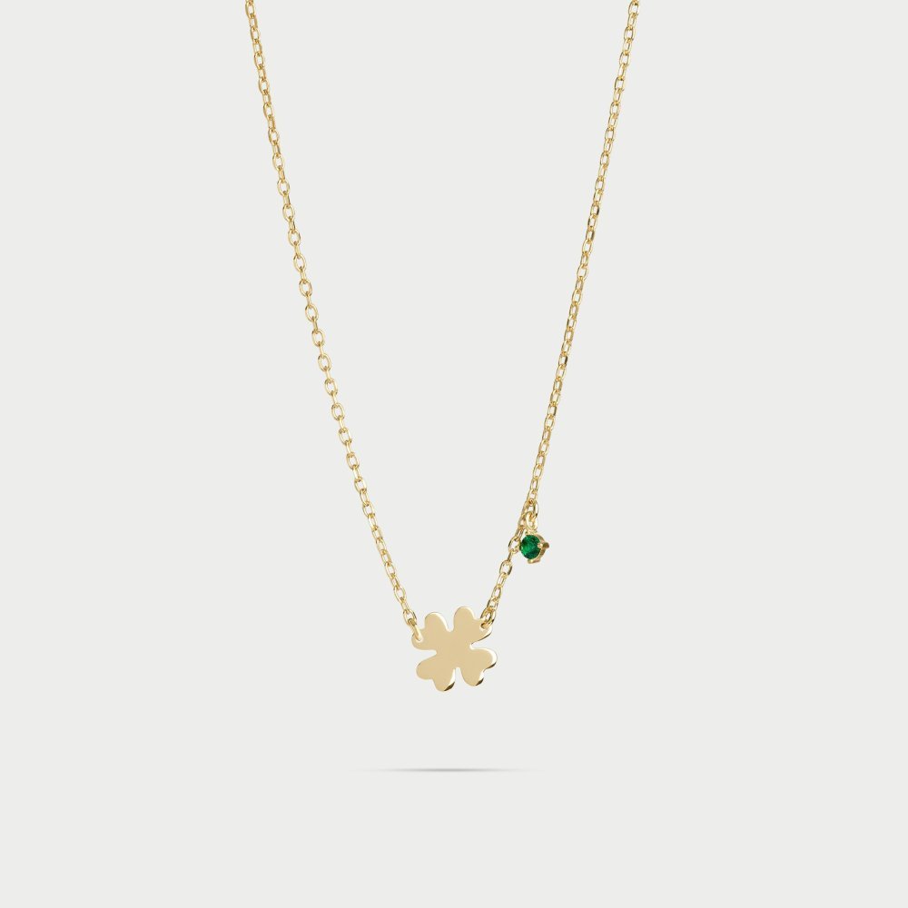 Rue Des Mille - Girocollo Quadrifoglio - Argento 925 - Zircone Verde