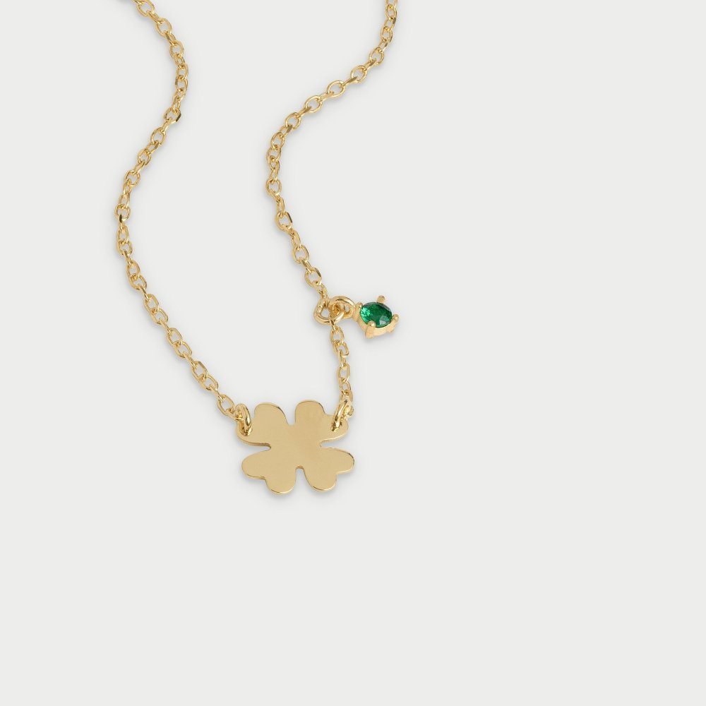 Rue Des Mille - Girocollo Quadrifoglio - Argento 925 - Zircone Verde