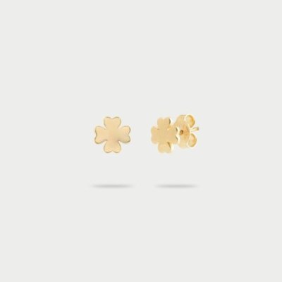 Rue Des Mille - Orecchini Small Lobo Quadrifoglio - Argento 925 - Oro 18Kt