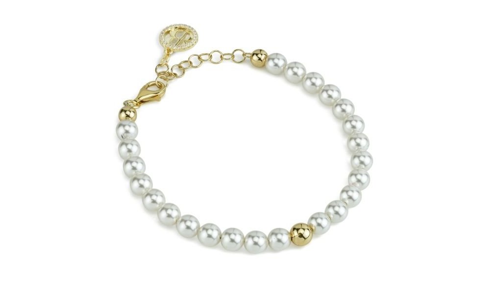 Boccadamo - Bracciale Bbr131D - Argento Placcato Oro - Perle Medie