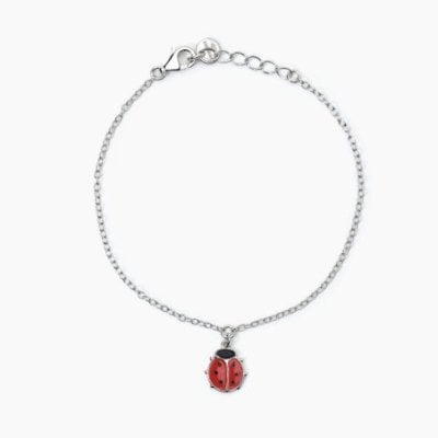 Mabina - Bracciale Bimba Argento - Coccinella Smaltata - Regolabile