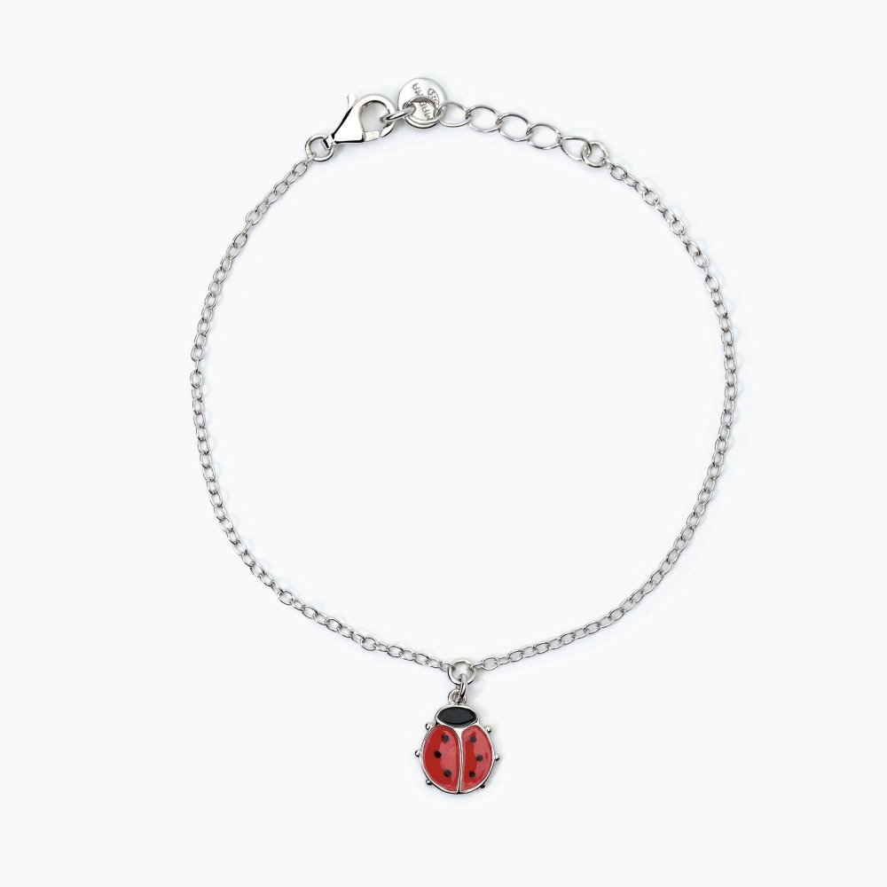 Mabina - Bracciale Bimba Argento - Coccinella Smaltata - Regolabile