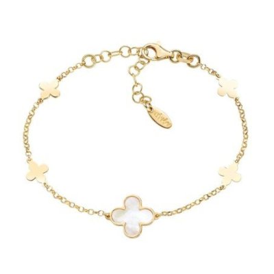 Amen - Bracciale Fiori Madreperla - Argento Dorato - Donna