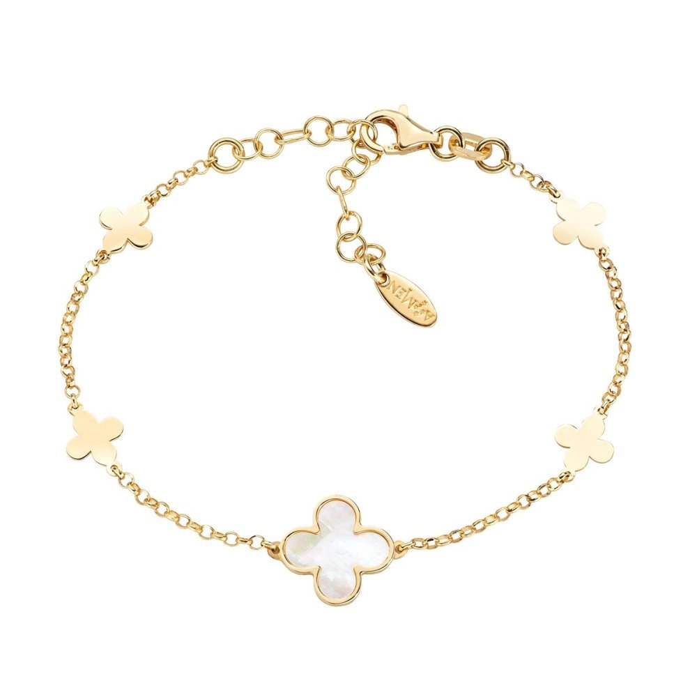 Amen - Bracciale Fiori Madreperla - Argento Dorato - Donna