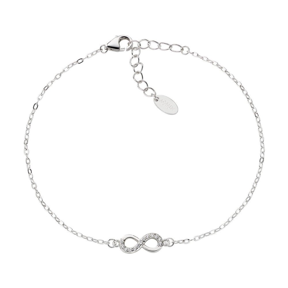 Amen - Bracciale Infinito - Argento - Zirconi Bianchi