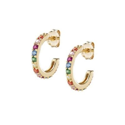 Amen - Orecchini Mini Cerchio Arcobaleno - Argento - Donna