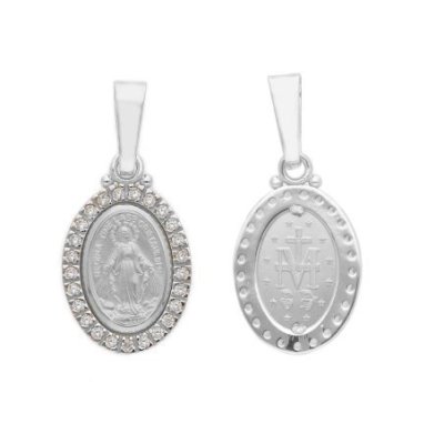 Songa Antonio - Medaglia Oro Bianco - 18 Ct - Zirconia Cubica