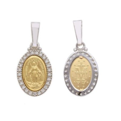 Songa Antonio - Medaglia Oro 18 Ct - Zirconia Cubica - Bicolore