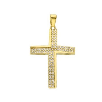 Songa Antonio - Croce Pendente - Oro Giallo - Zirconia Cubica