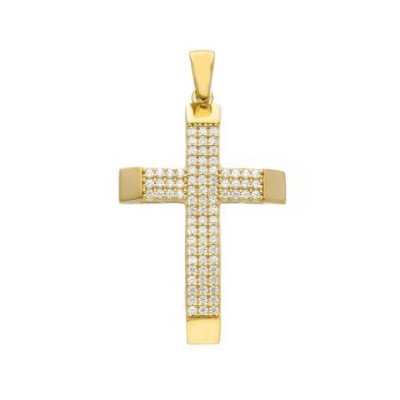 Songa Antonio - Croce Pendente - Oro Giallo - Zirconia Cubica