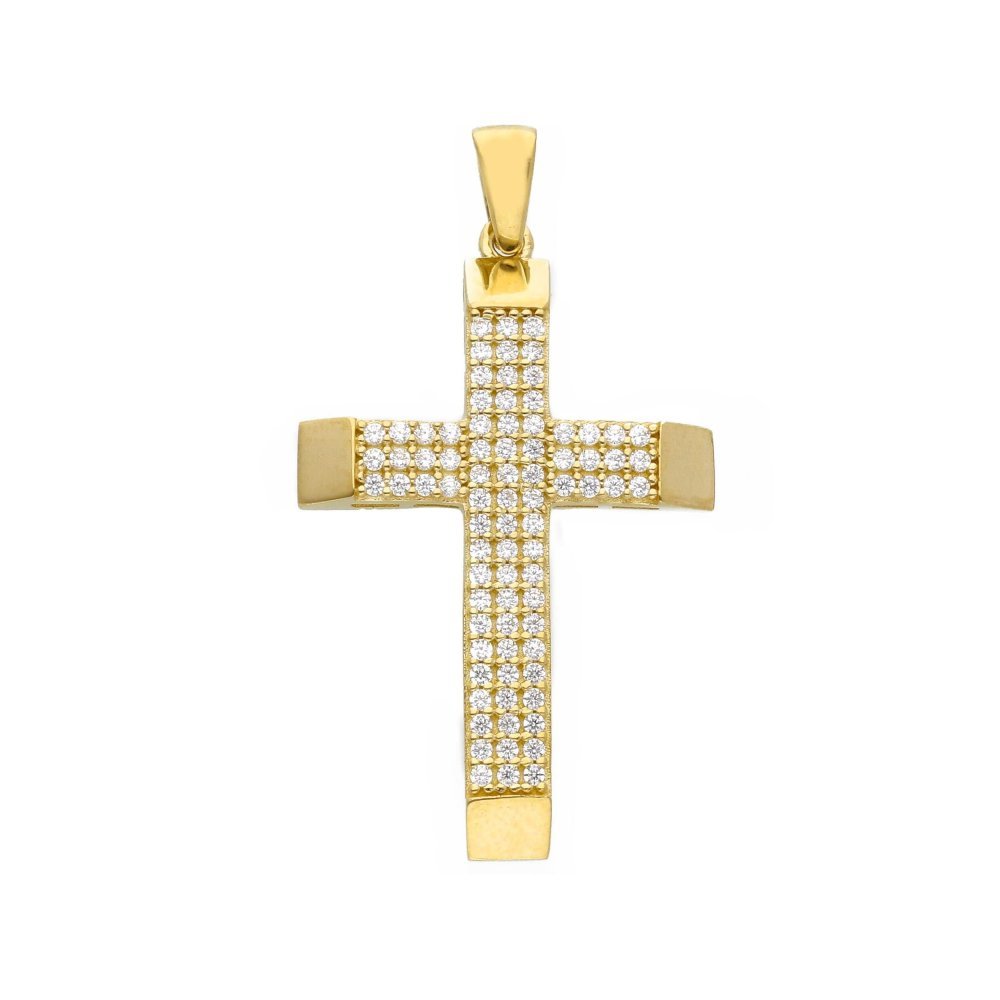 Songa Antonio - Croce Pendente - Oro Giallo - Zirconia Cubica