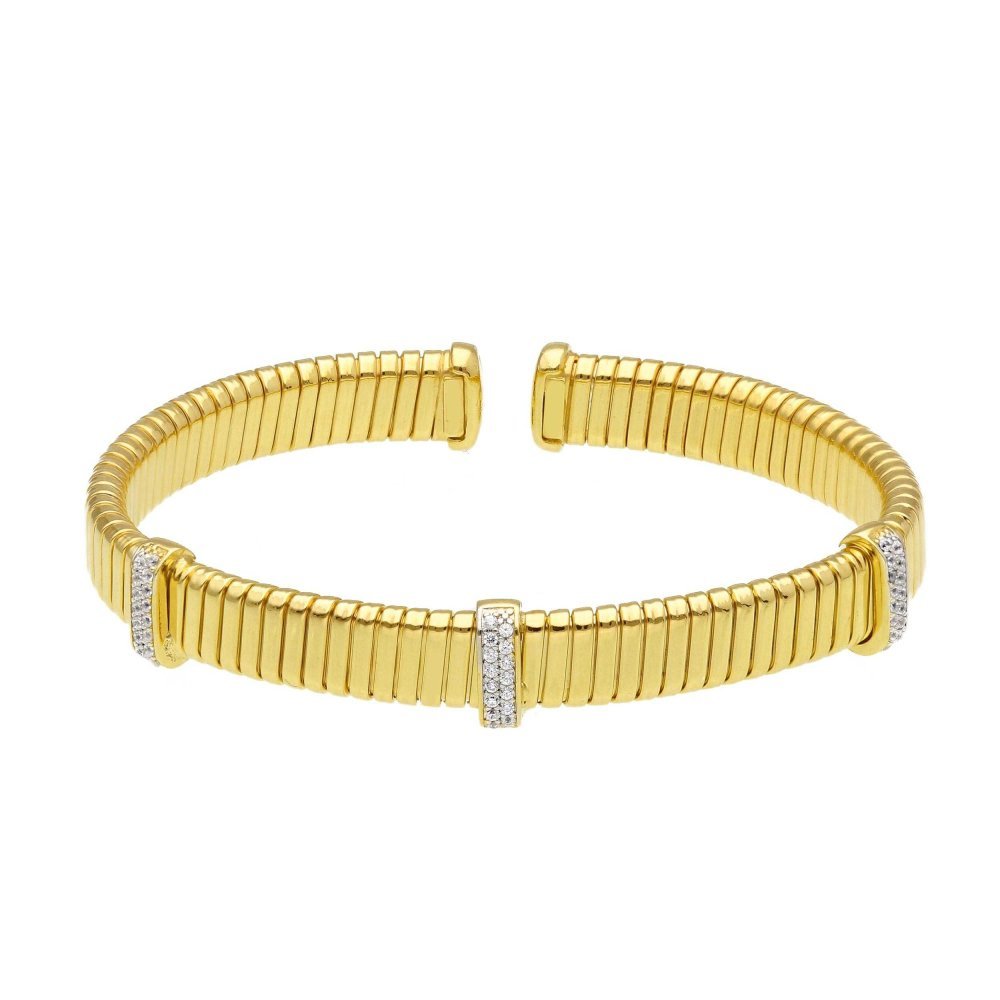 Songa Antonio - Bracciale Rigido - Argento Dorato - Zirconia Cubica
