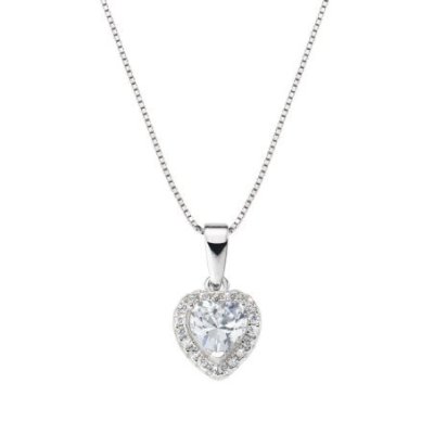 Amen - Collana Cuore Oceano - Argento - Zircone Bianco