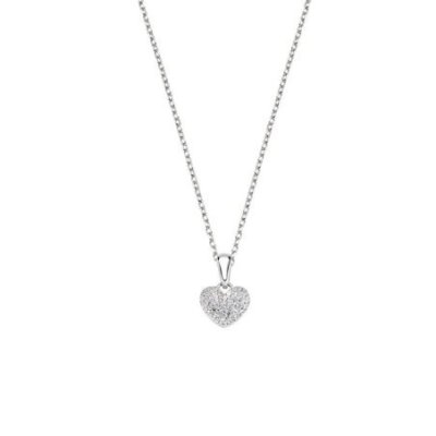 Amen - Collana Mini Cuore Pavé - Argento 925 - Zirconi Bianchi