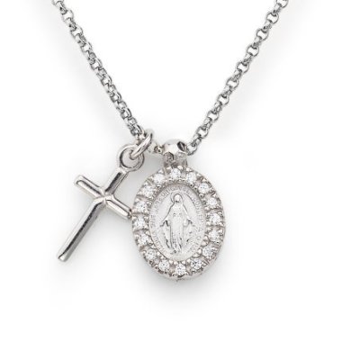 Amen - Collana Croce Miracolosa - Argento - Zirconi Bianchi