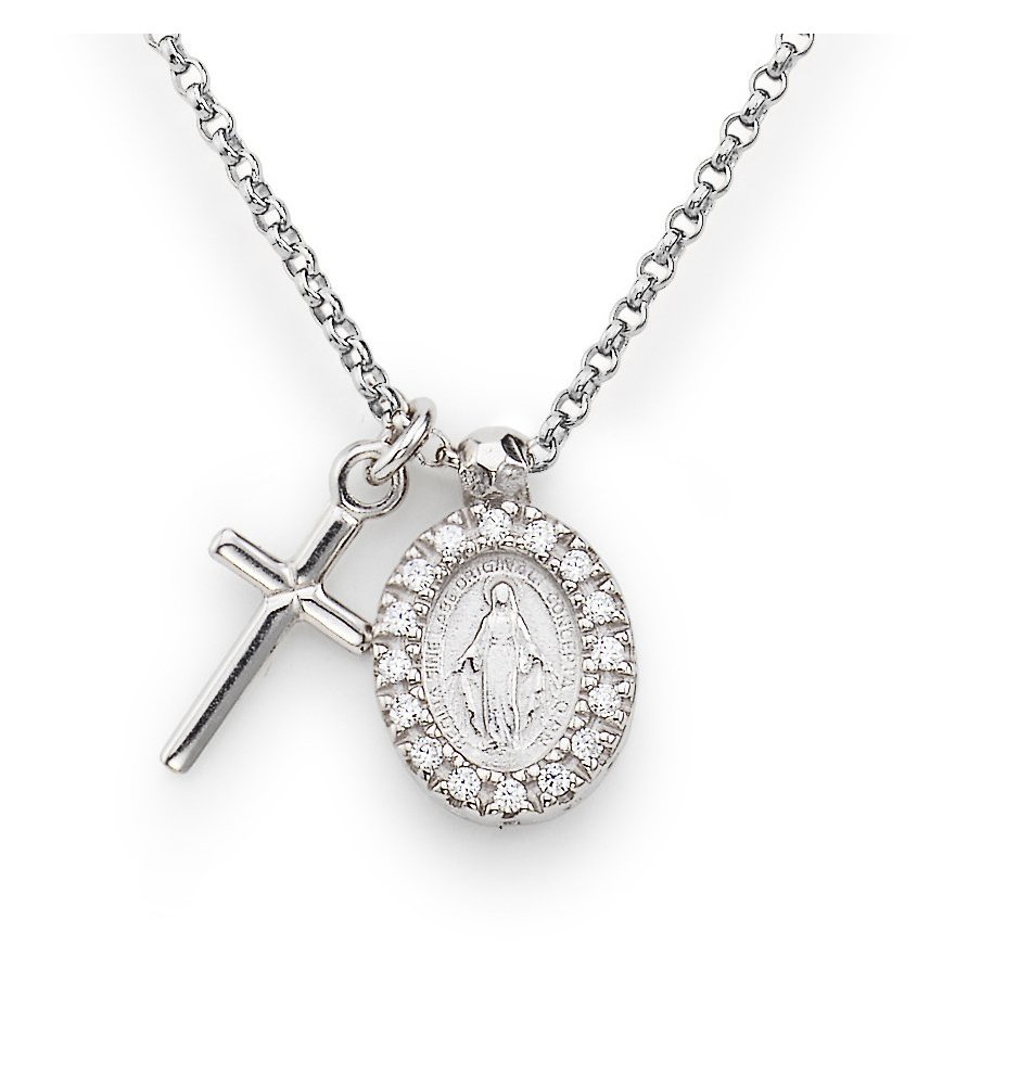 Amen - Collana Croce Miracolosa - Argento - Zirconi Bianchi