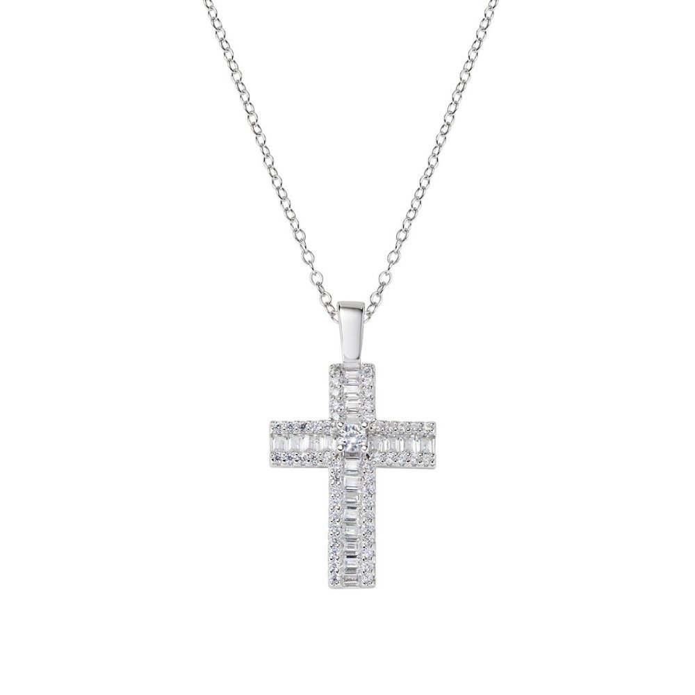 Amen - Collana Croce Zirconi Bianchi - Argento 925 - Donna