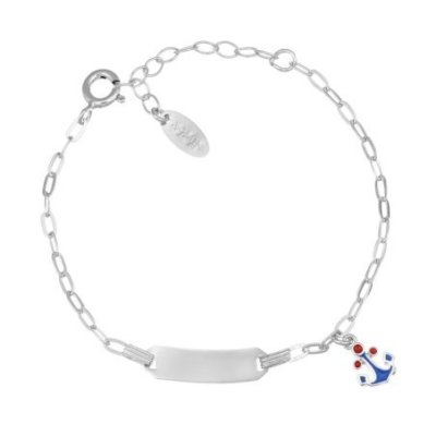 Amen - Bracciale Junior Ancora - Argento 925 - Smalto Blu Rosso