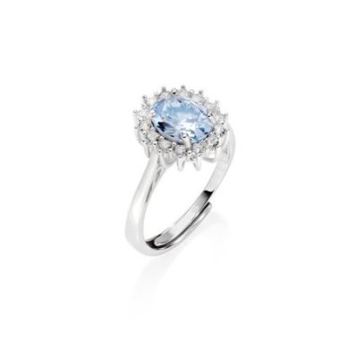 Amen - Anello Lady - Argento 925 - Zircone Acquamarina
