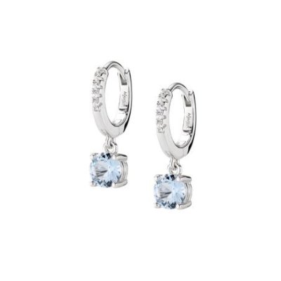 Amen - Orecchini Huggies Punto Luce - Argento - Acquamarina