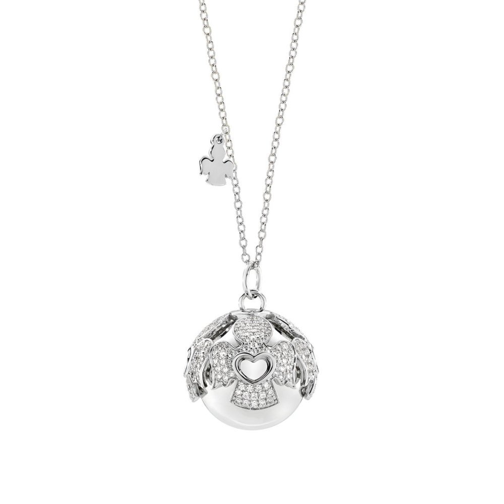 Amen - Collana Chiama Angeli - Acciaio Rodiato - Zirconi Bianchi