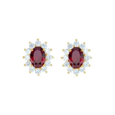 Amen - Orecchini Royal Lady - Argento Dorato - Zircone Rosso