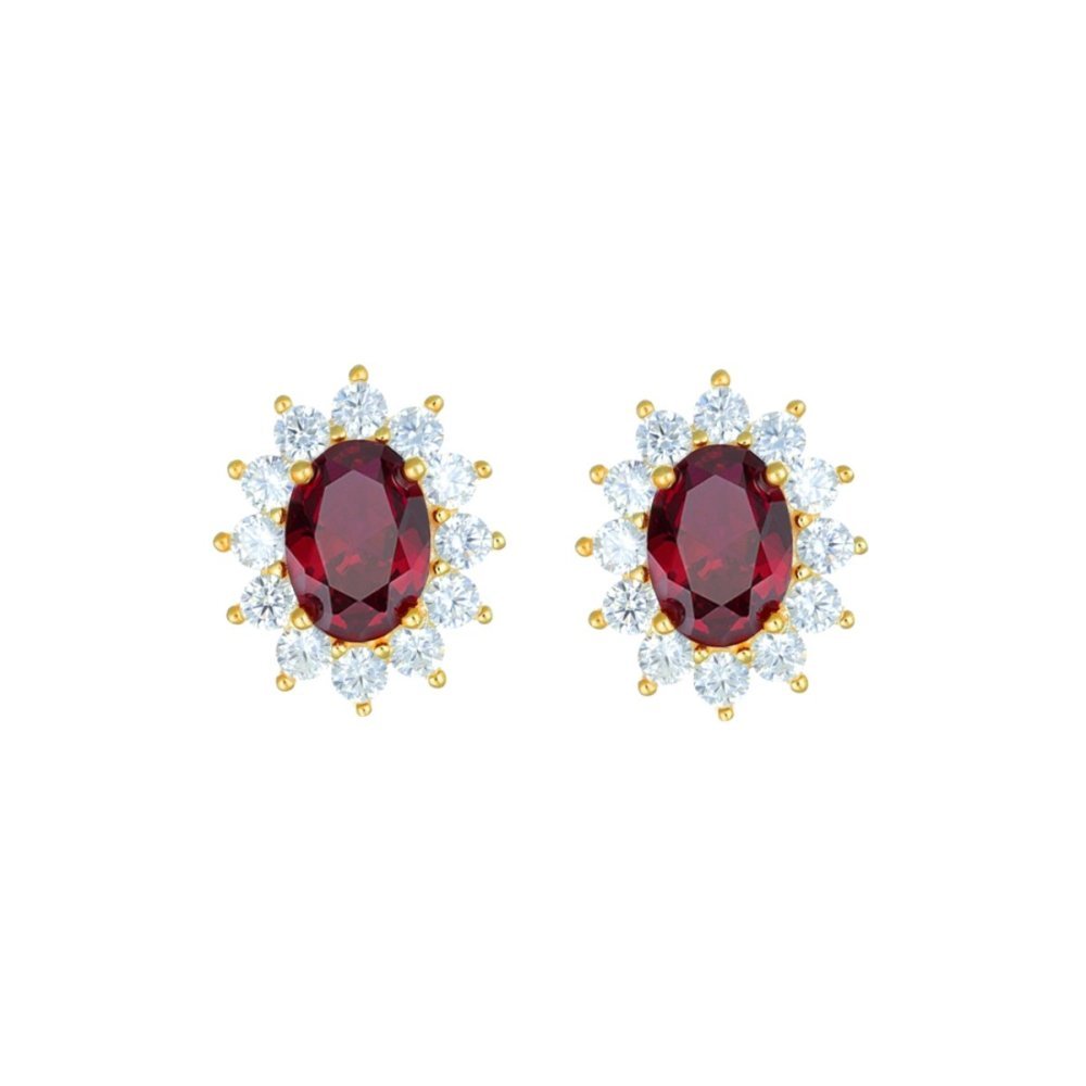 Amen - Orecchini Royal Lady - Argento Dorato - Zircone Rosso