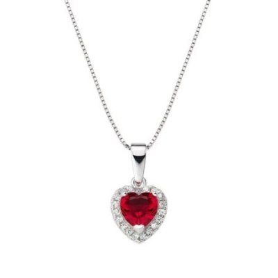 Amen - Collana Cuore Oceano - Argento - Zircone Rosso