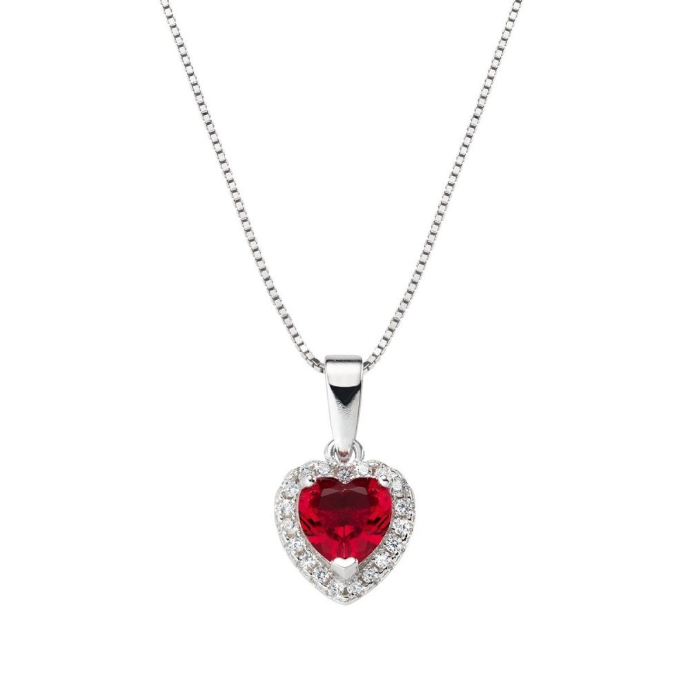 Amen - Collana Cuore Oceano - Argento - Zircone Rosso