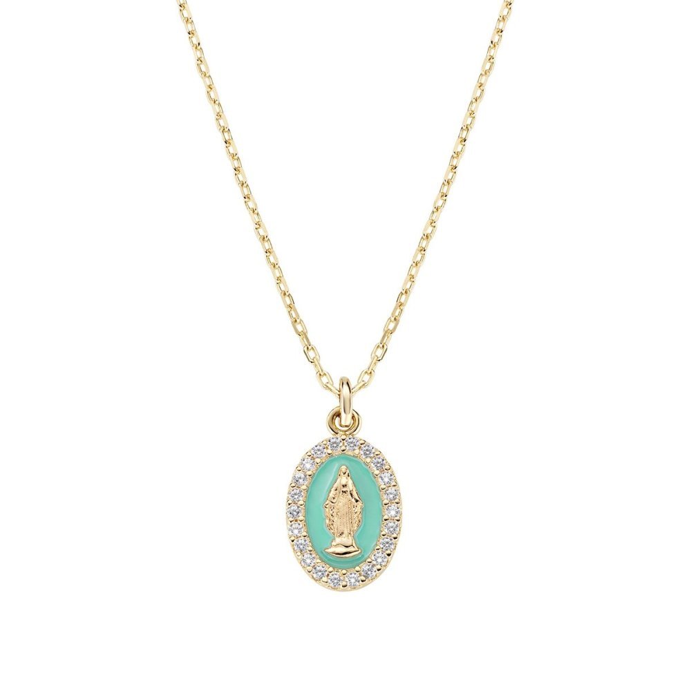 Amen - Collana Mini Medaglia Miracolosa - Argento - Verde Mare