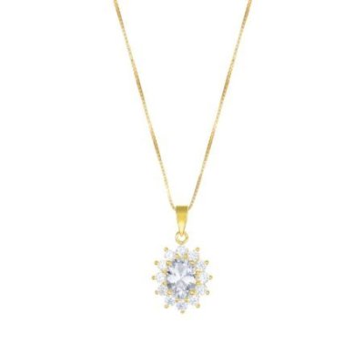 Amen - Collana Royal Lady - Argento Dorato - Zircone Bianco