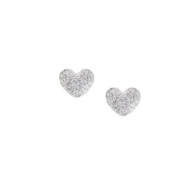 Amen - Orecchini Mini Cuore Pavé - Argento - Zirconi Bianchi