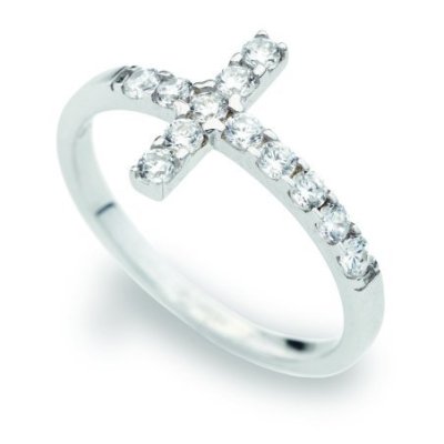 Amen - Anello Croce Con Zirconi - Argento 925 - Donna