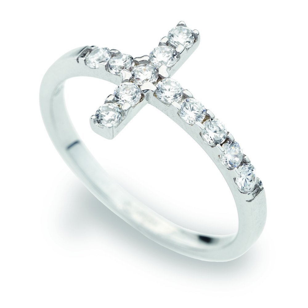 Amen - Anello Croce Con Zirconi - Argento 925 - Donna