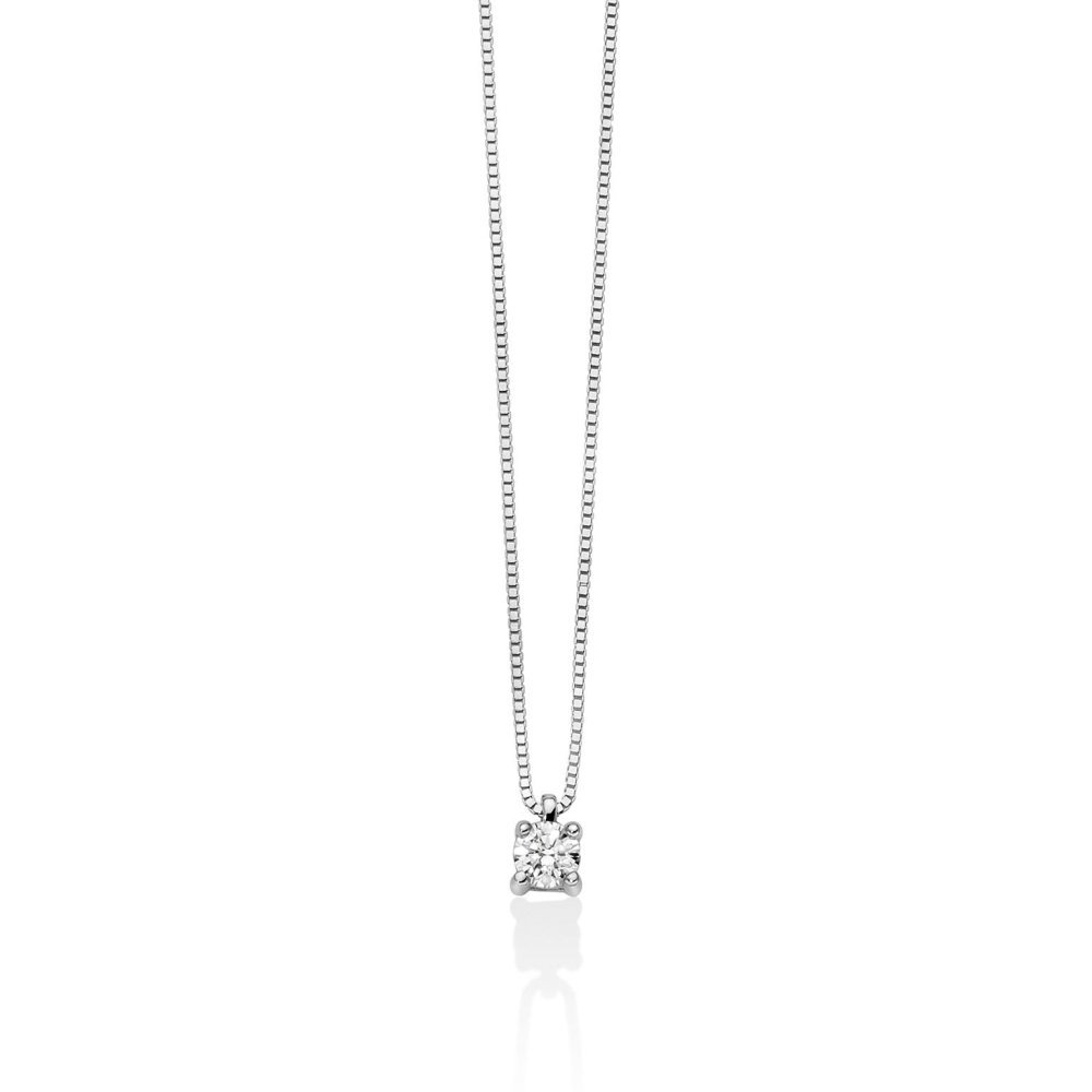 Miluna - Collier Punto Luce - Diamante - Oro Bianco