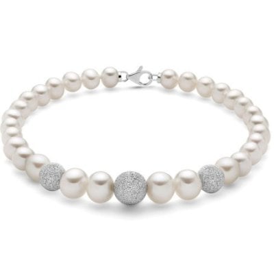 Miluna - Bracciale Perle Oriente - Oro Bianco - Perle Vere