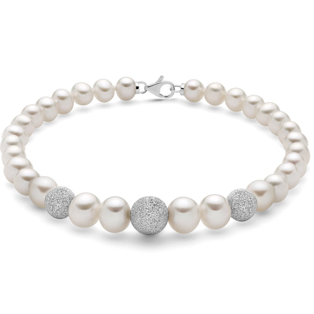 Miluna - Bracciale Perle Oriente - Oro Bianco - Perle Vere