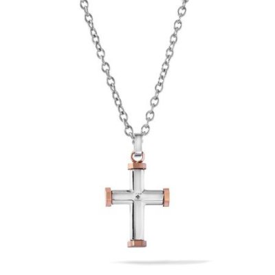 Comete Gioielli - Collana Con Croce - Acciaio - Pvd Rosè
