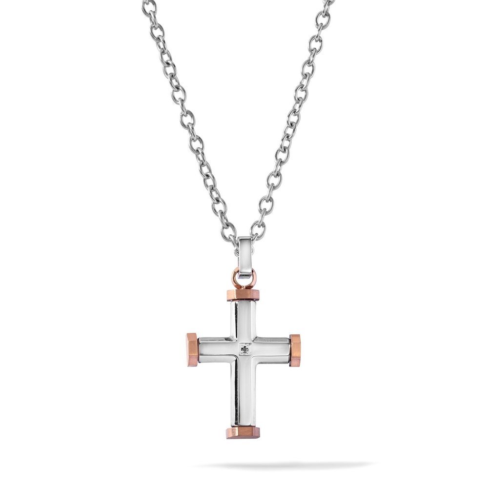 Comete Gioielli - Collana Con Croce - Acciaio - Pvd Rosè