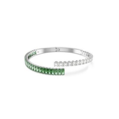 Swarovski - Bracciale Rigido Matrix - Placcato Rodio - Verde