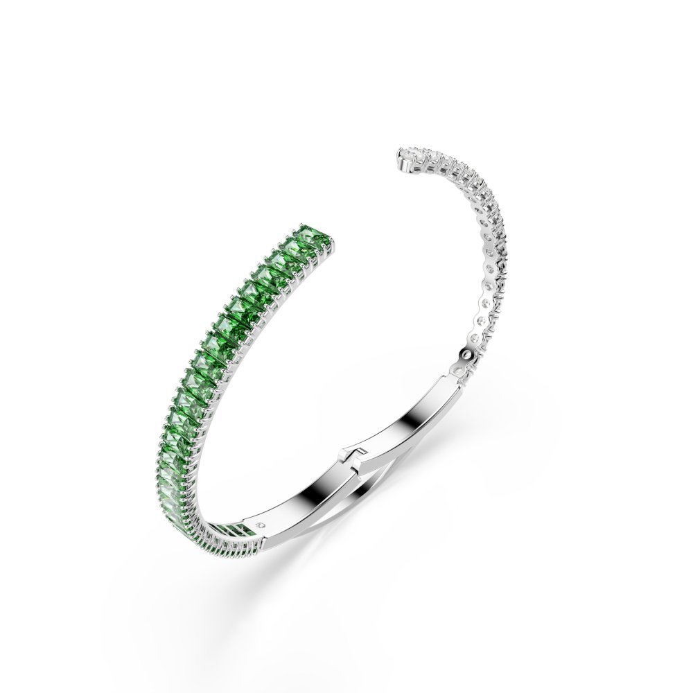 Swarovski - Bracciale Rigido Matrix - Placcato Rodio - Verde
