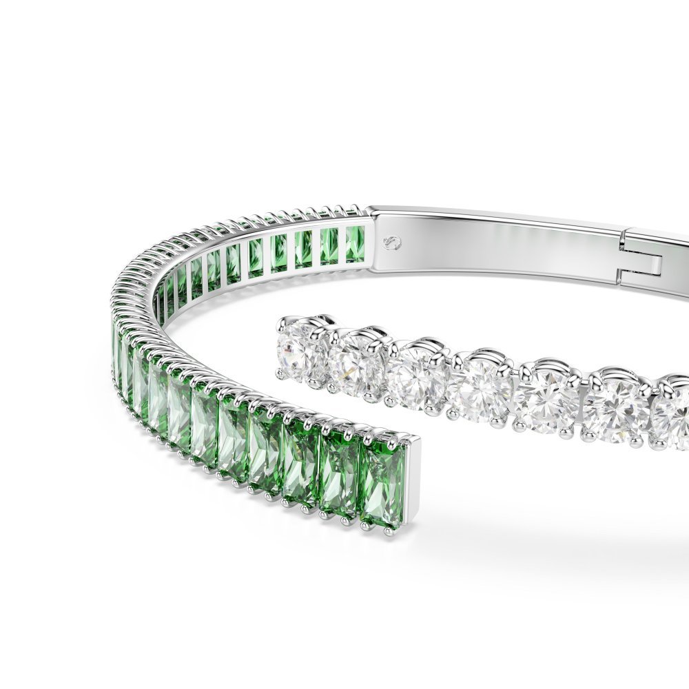 Swarovski - Bracciale Rigido Matrix - Placcato Rodio - Verde