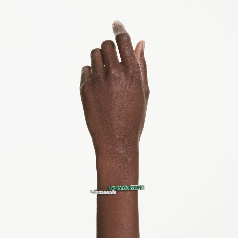 Swarovski - Bracciale Rigido Matrix - Placcato Rodio - Verde