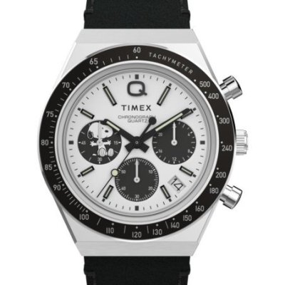 Timex - Orologio Chronograph Q Timex - Snoopy - Pelle