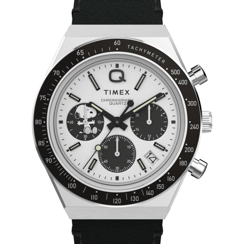 Timex - Orologio Chronograph Q Timex - Snoopy - Pelle