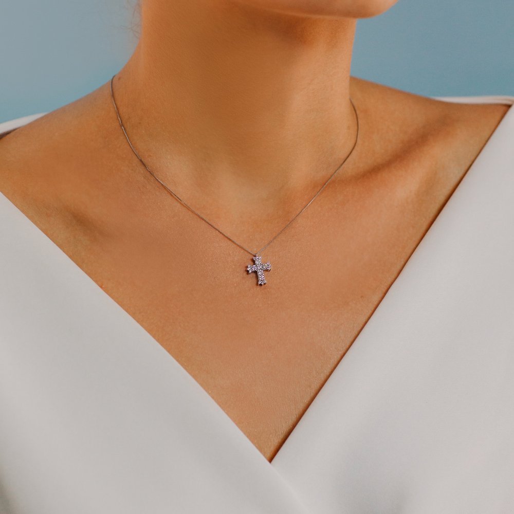 Comete Gioielli - Girocollo Croce - Oro E Diamanti
